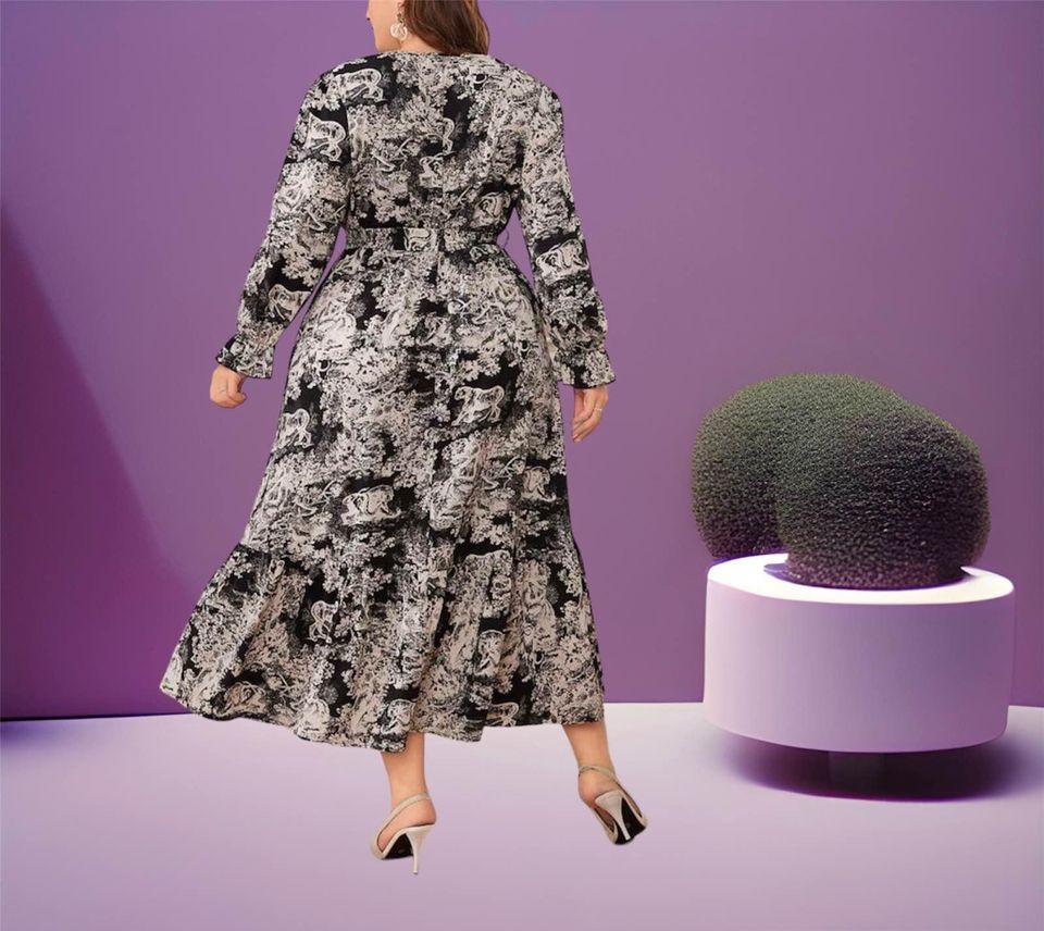 ast piece Plus Size 22 and 24 Brandnew Floral Printed Deess in Black and White????????