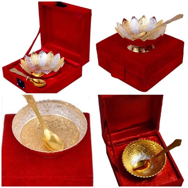 Red Velvet Gift Bowls Gold Plated