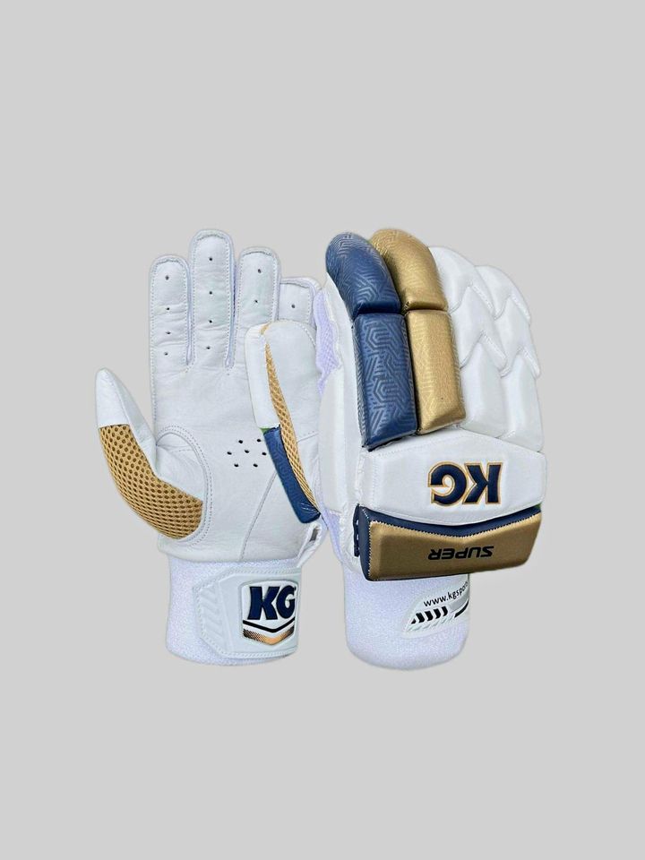 KG SUPER Cricket Batting Gloves- Blue & Gold Edition