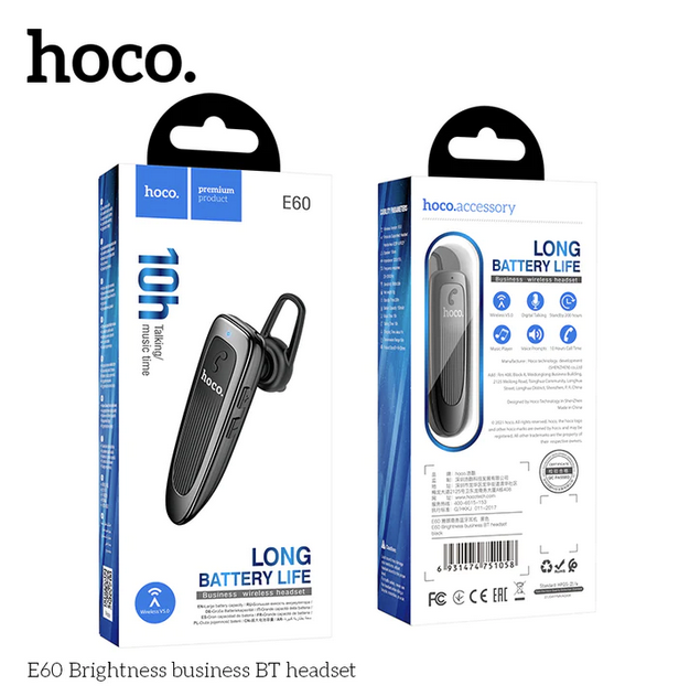 Bluetooth Earphone w/ 10 Hours (E60)