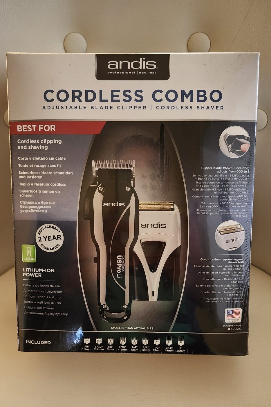 Andis USPro Li Fade Clipper Black + TS2 Profoil Lithium Plus Shaver COMBO 75025