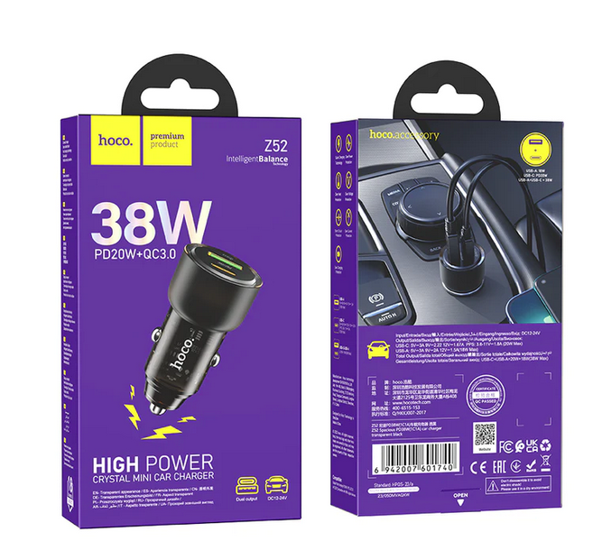 38W PD+QC Super Fast Car Charger (Z52)
