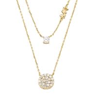 Michael Kors Women s 14K GoldPlated Sterling Silver Double Layered Pav Disk Necklace MKC1591AN710