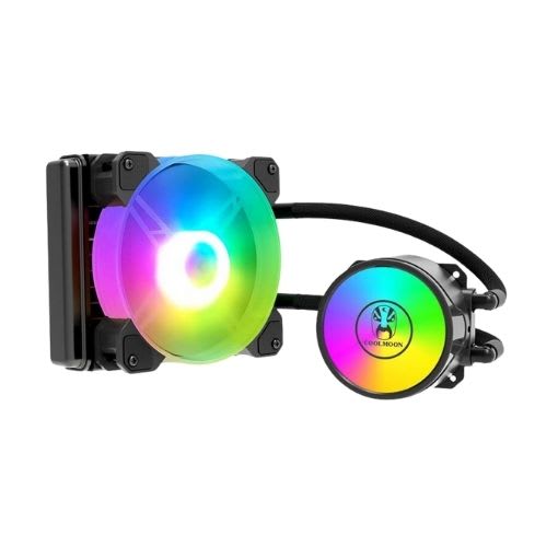 120mm Cold Moon AR120 OnePiece Liquid RGB Lit Computer Case Cooling Kit COOLMOON Cold Moon AR120 One Piece 120mm RGB Fan Liquid Radiator Pump Cooling System for Computer Cases