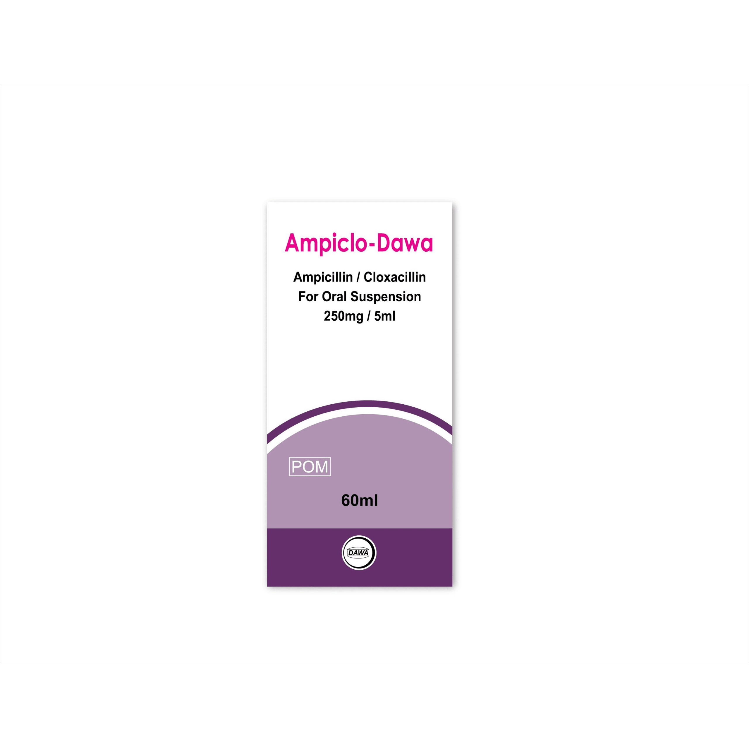 Ampiclo-Dawa 125mg/5ml (Ampicillin &amp; Cloxacillin) Pediatric Syrup - 100ml Bottle