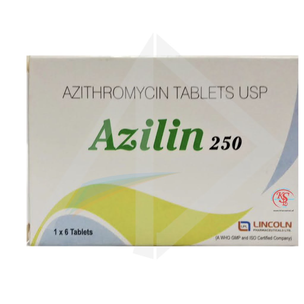 Azilin 250mg Azithromycin Antibiotic Tablets - 1 Strip of 10 Tablets