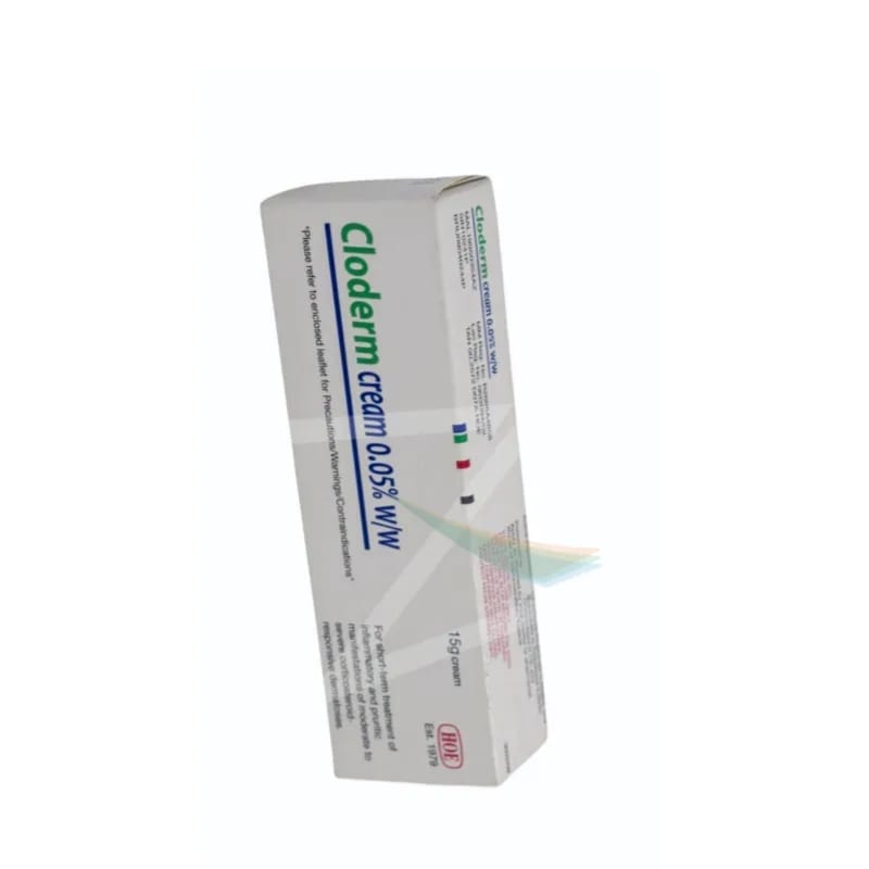 Cloderm 0.05% Clobetasol Propionate Cream - 15g Tube