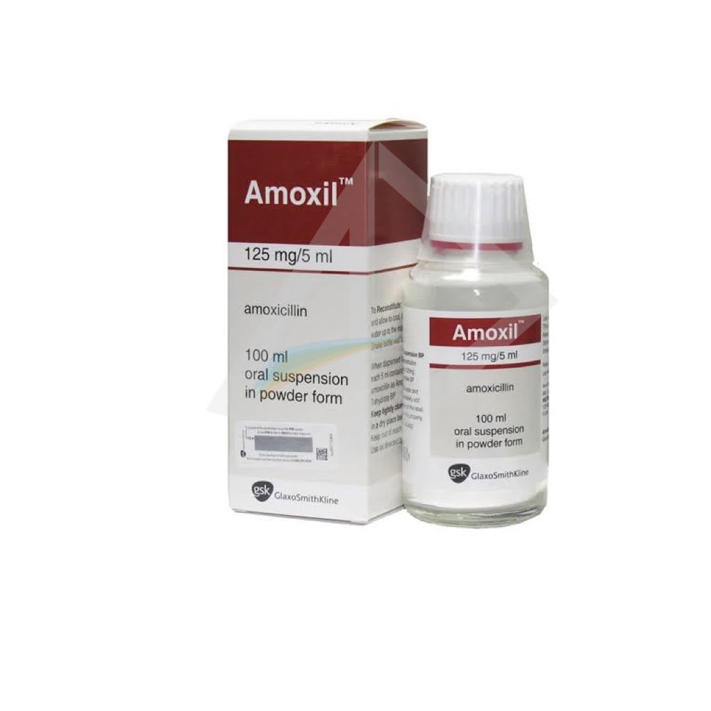 Amoxil 125mg/5ml Amoxicillin Pediatric Dry Powder Suspension - 100ml Bottle