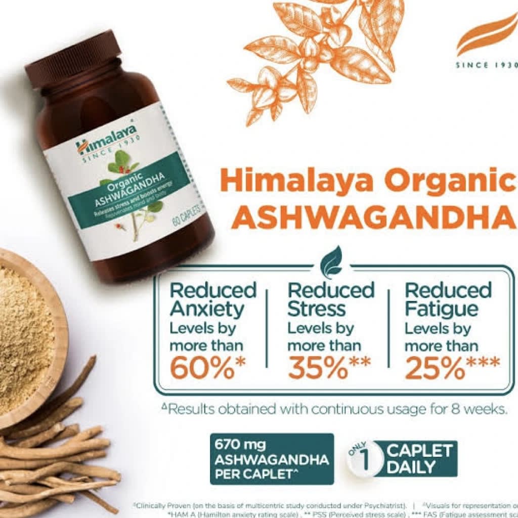 Himalaya Ashwagandha Stress Relief Tablets - 1 Bottle of 60 Tablets