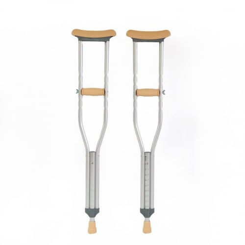 Height Adjustable Aluminum Axillary Crutches - 2 Pair