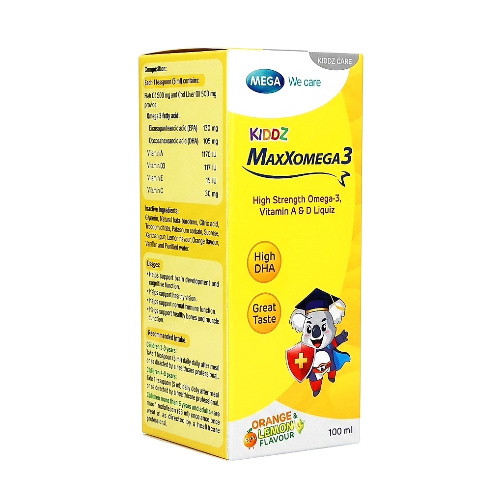 Kiddz MaxxOmega3 Pediatric Omega-3 Syrup - 100ml Bottle