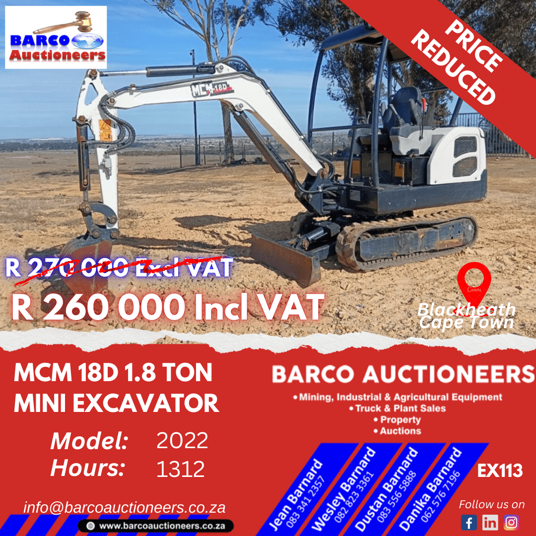 EX113_MCM 18D Mini Excavator 2022 model
