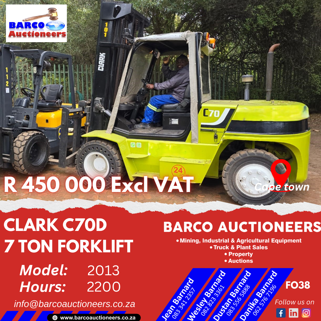 FO38_Clark C70D 7 ton forklift 2013 model