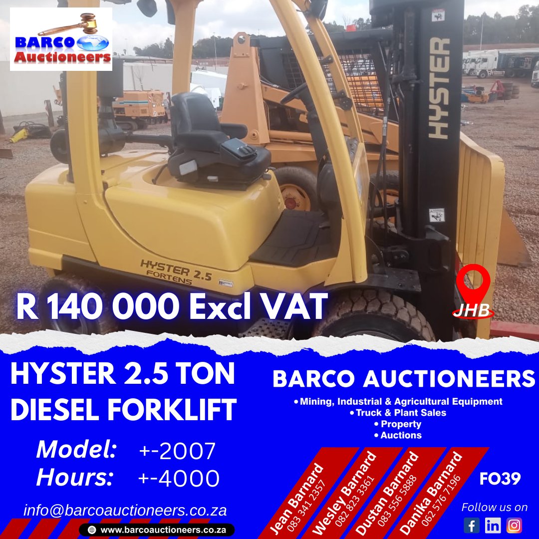 FO39_Hyster 2.5 ton Diesel forklift +-2007 model