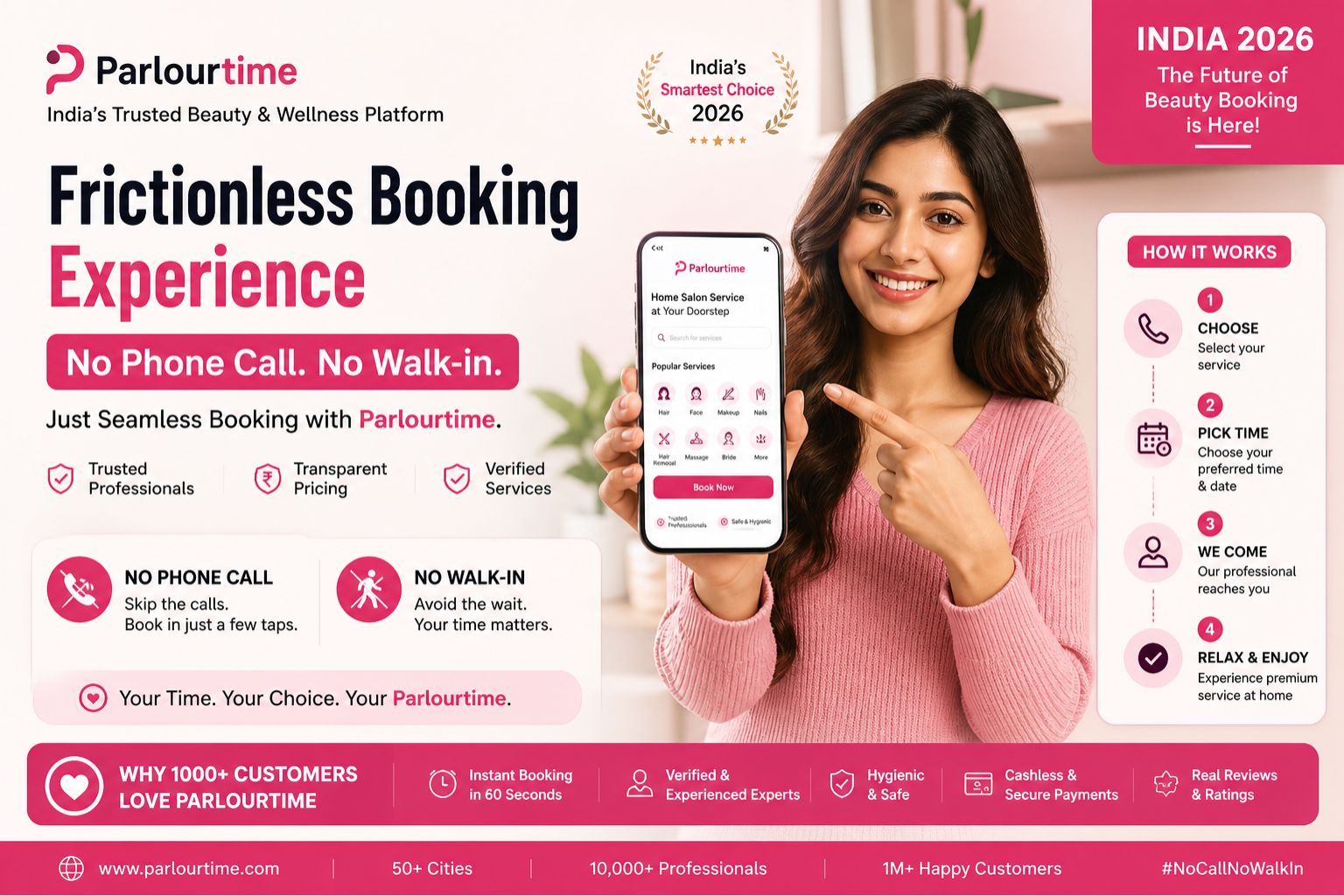 Parlourtime frictionless booking experience no phone call no walk in India 2026