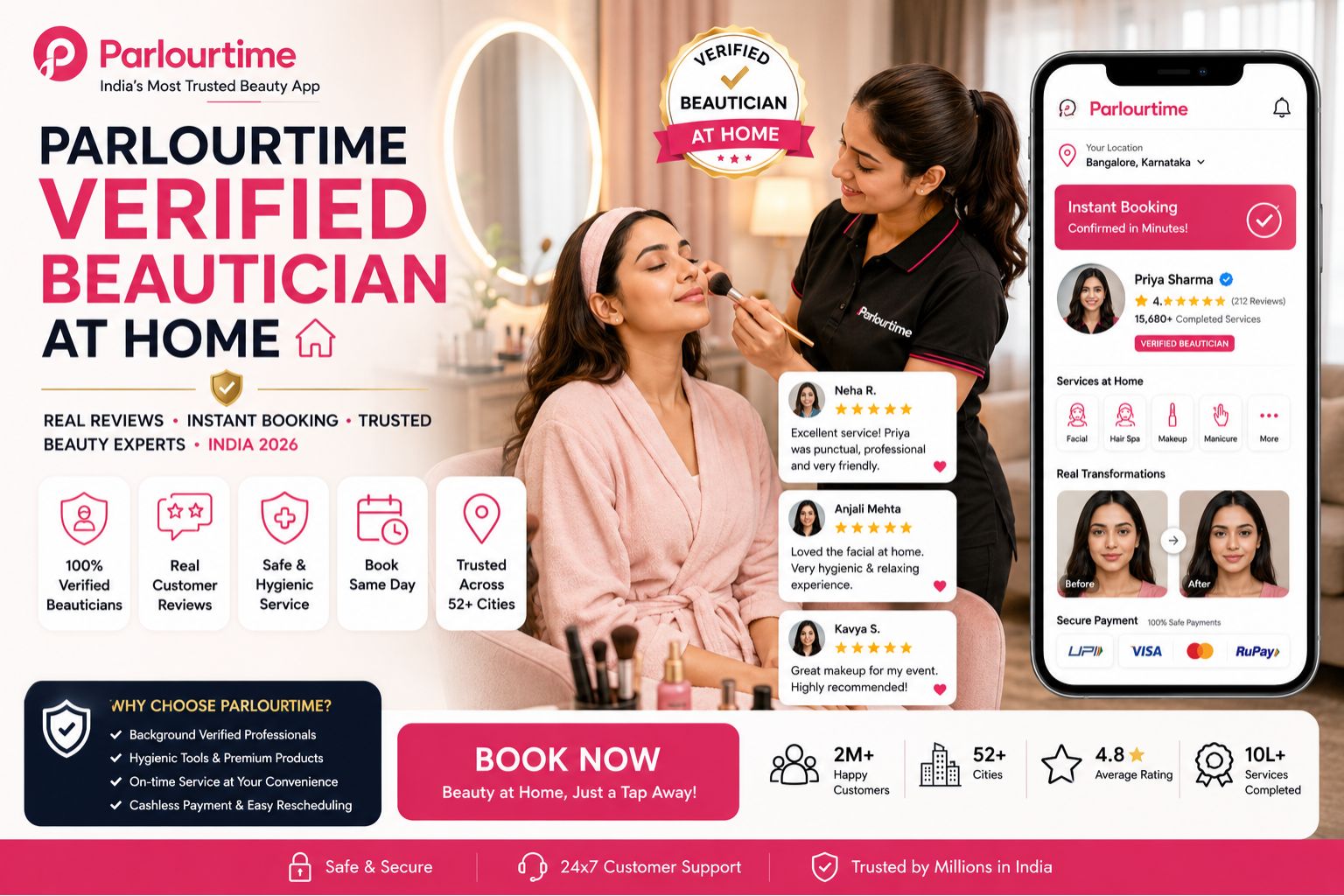 Parlourtime Verified Beautician at Home with Real Reviews India 2026