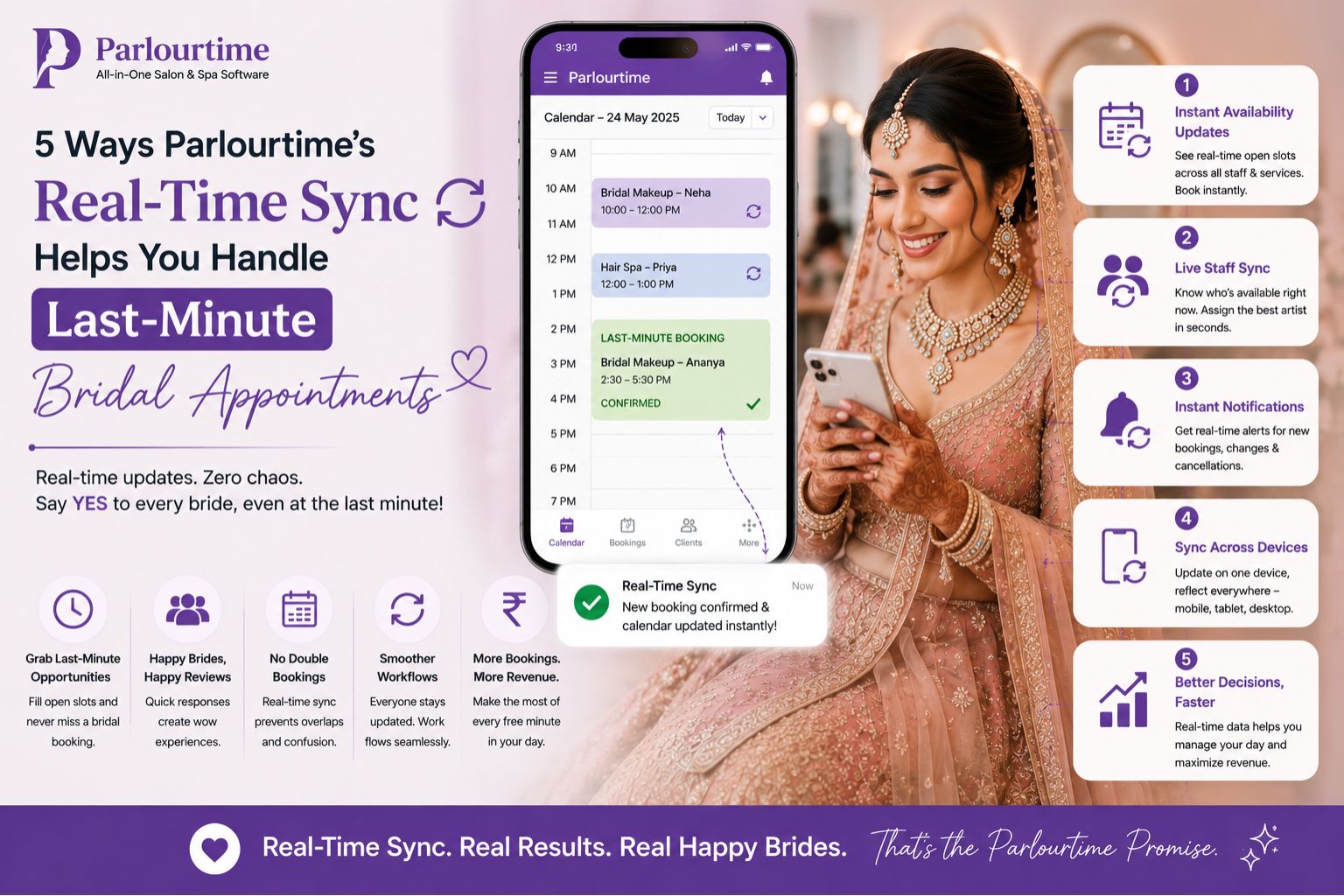 5 Ways Parlourtime's Real-Time Sync Helps You Handle Last-Minute Bridal Appointments