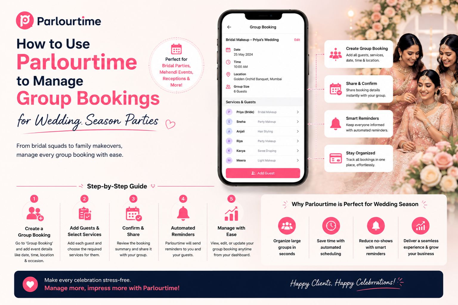 How to Use Parlourtime to Manage Group Bookings for Wedding Season Parties
