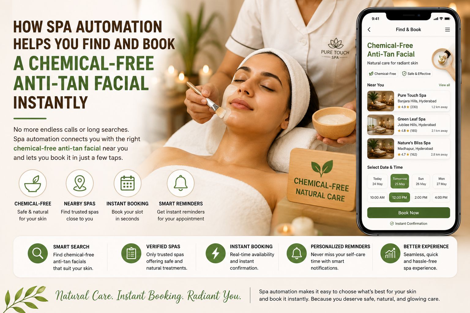 How Spa Automation Helps You Find and Book a Chemical-Free Anti-Tan Facial Instantly
