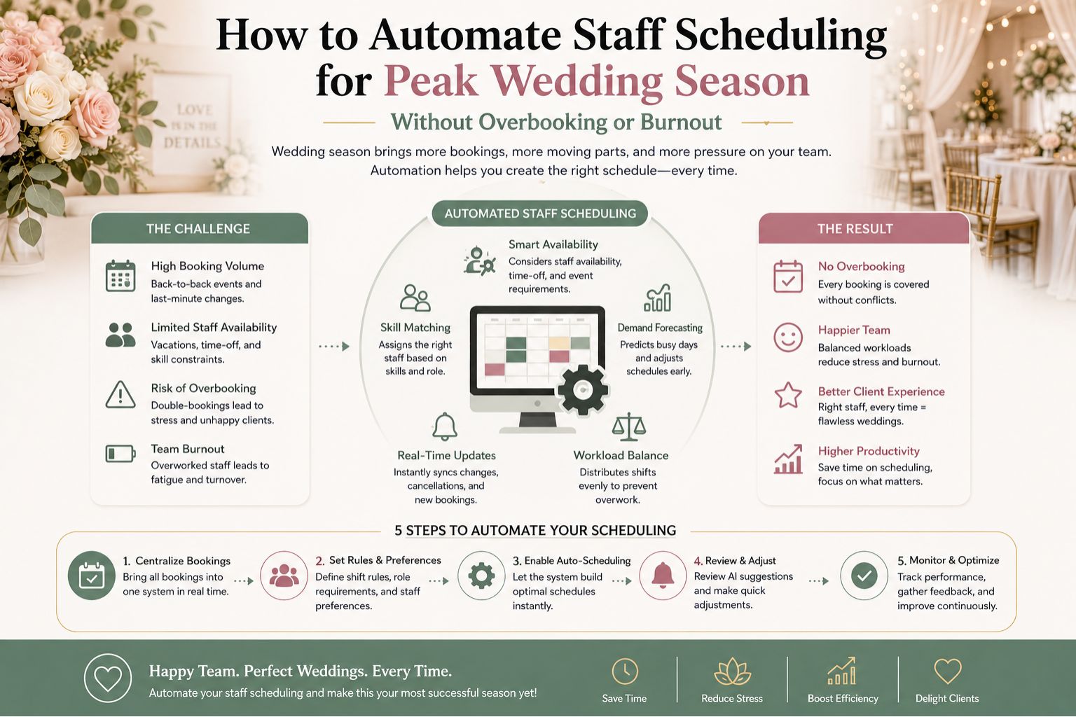 How to Automate Staff Scheduling for Peak Wedding Season Without Overbooking or Burnout
