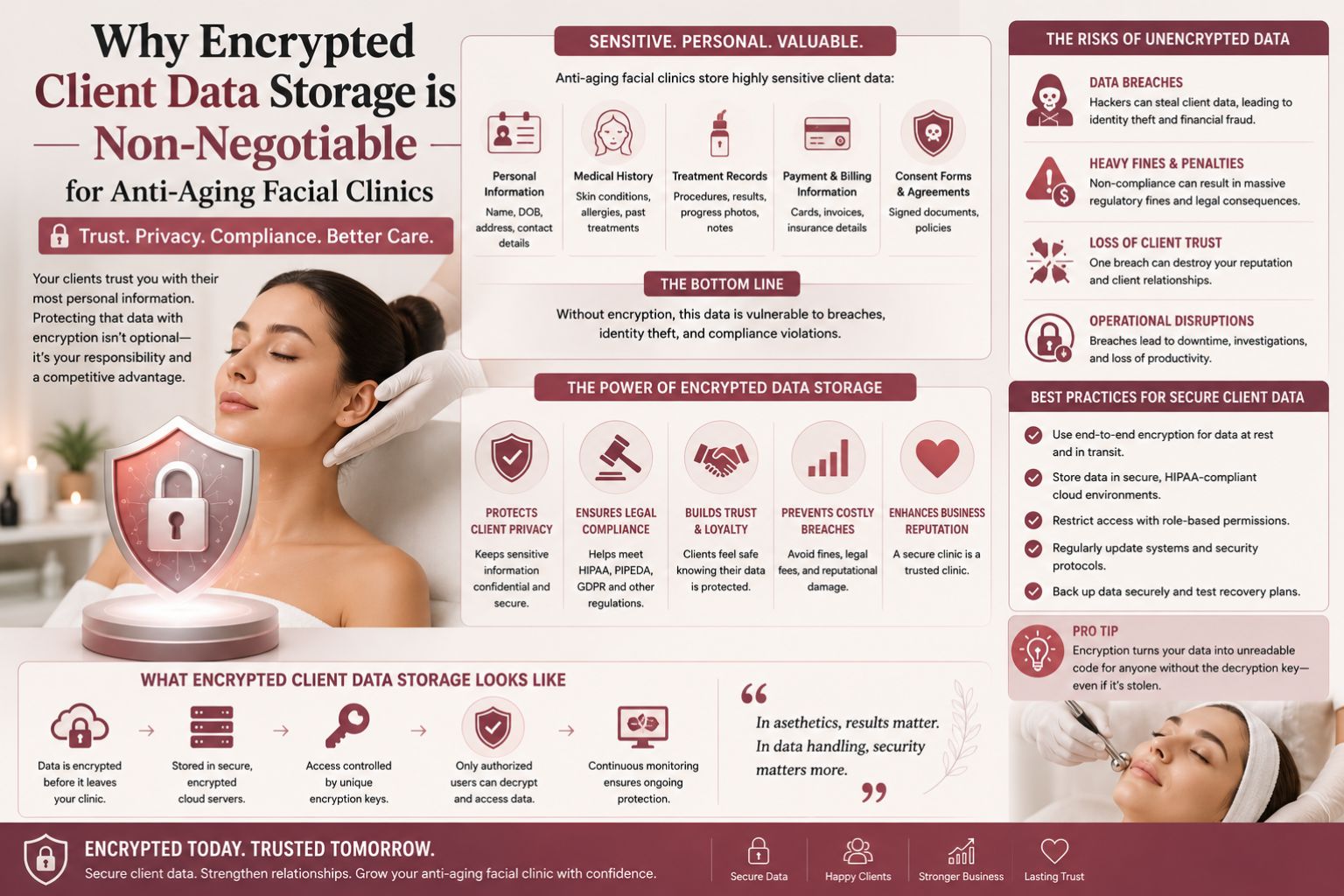 Why Encrypted Client Data Storage is Non-Negotiable for Anti-Aging Facial Clinics