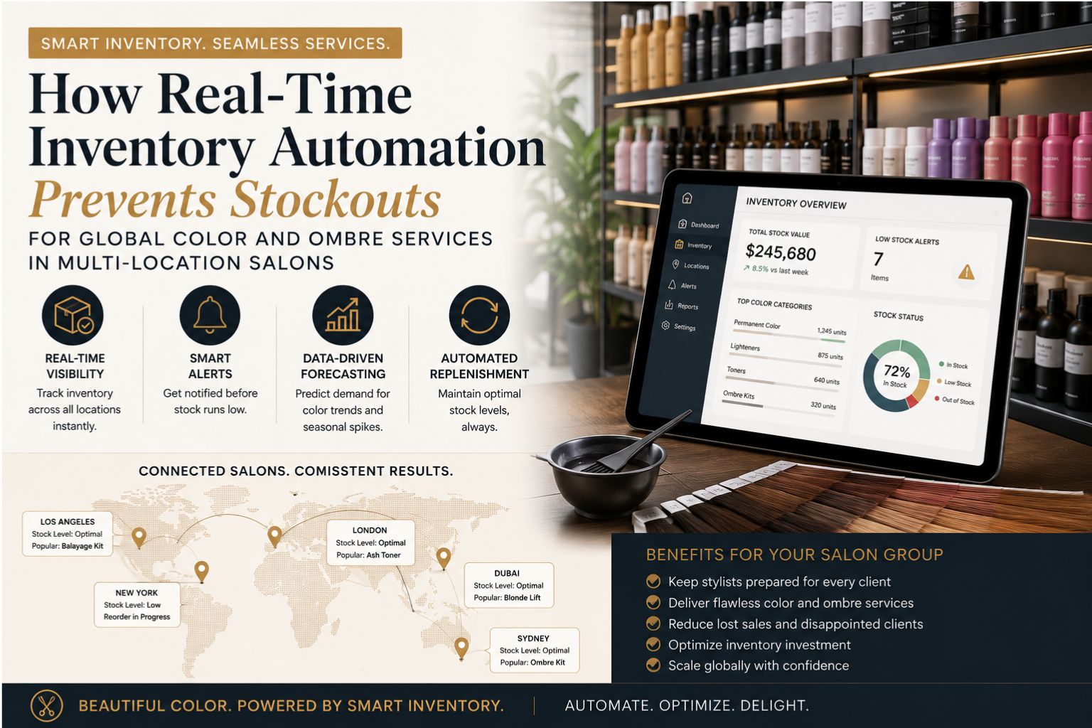 How Real-Time Inventory Automation Prevents Stockouts for Global Color and Ombre Services in Multi-Location Salons