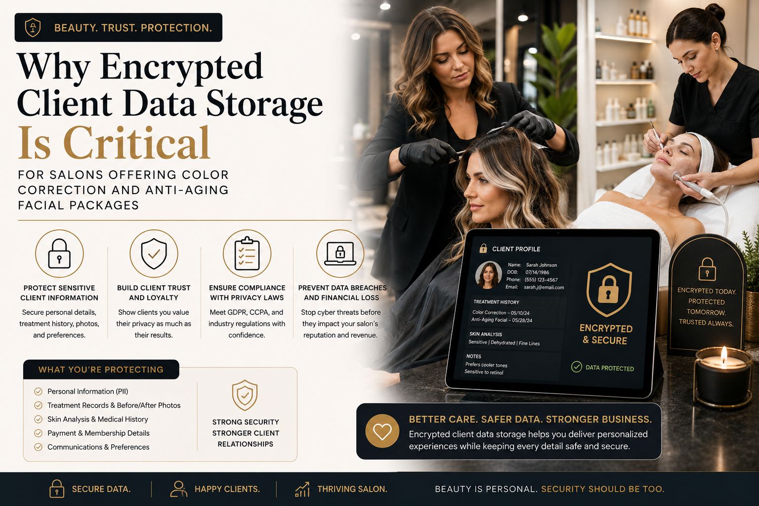 Why Encrypted Client Data Storage Is Critical for Salons Offering Color Correction and Anti-Aging Facial Packages
