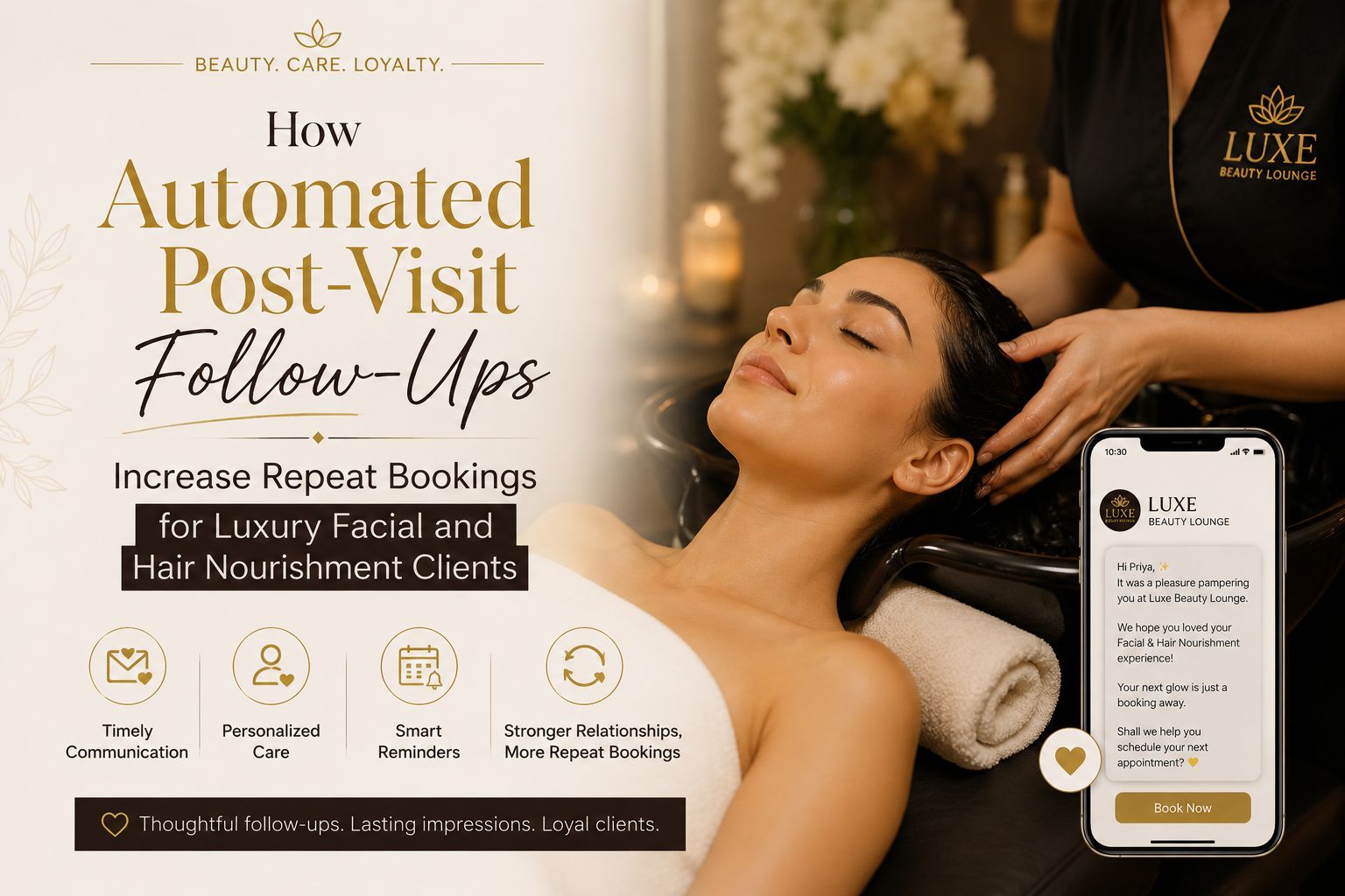 How Automated Post-Visit Follow-Ups Increase Repeat Bookings for Luxury Facial and Hair Nourishment Clients