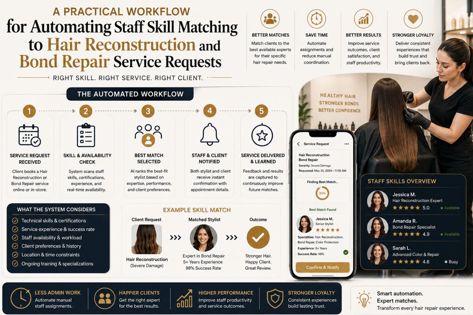 A Practical Workflow for Automating Staff Skill Matching to Hair Reconstruction and Bond Repair Service Requests