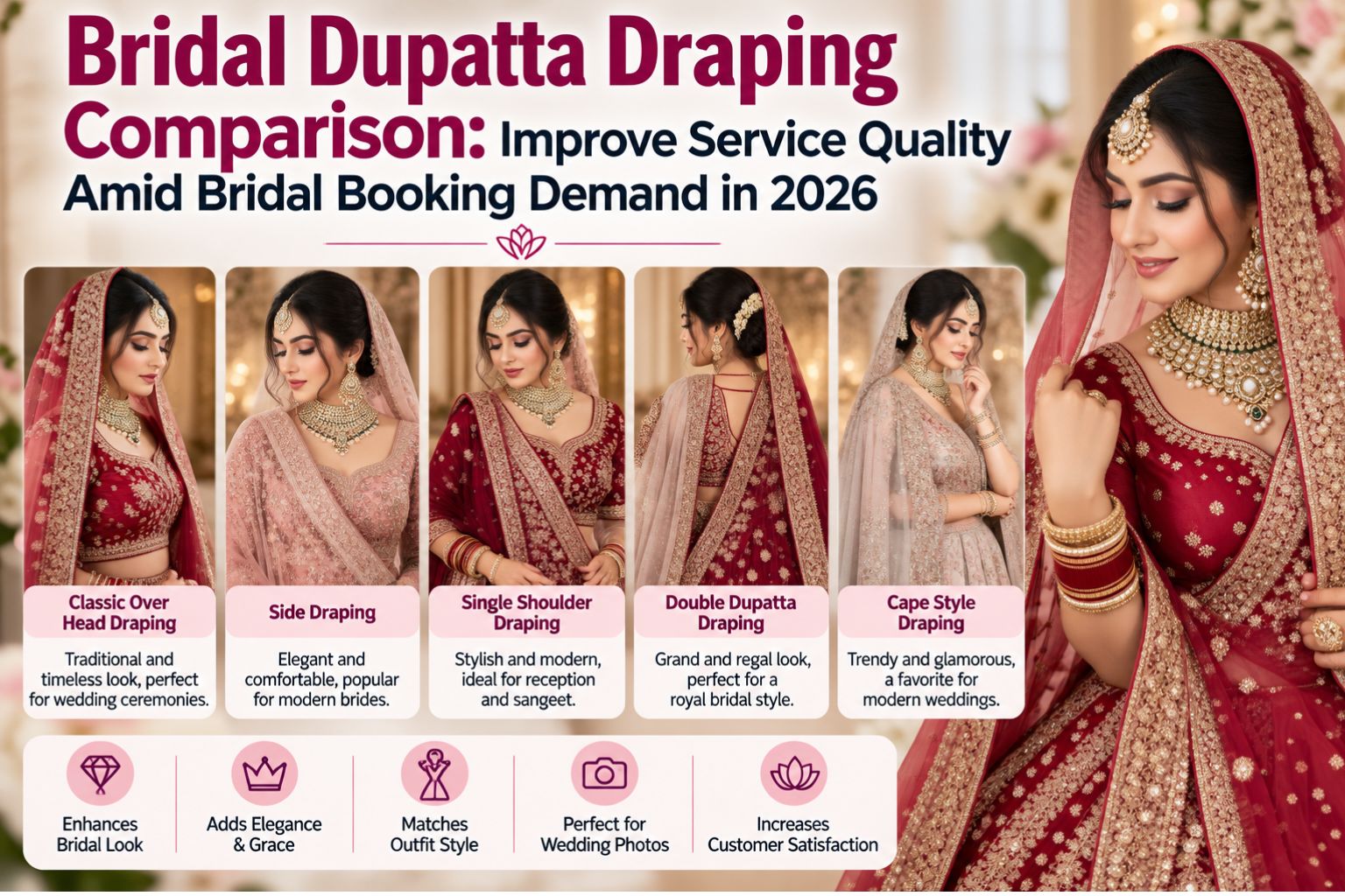 Bridal Dupatta Draping Comparison: Improve Service Quality Amid Bridal Booking Demand in 2026