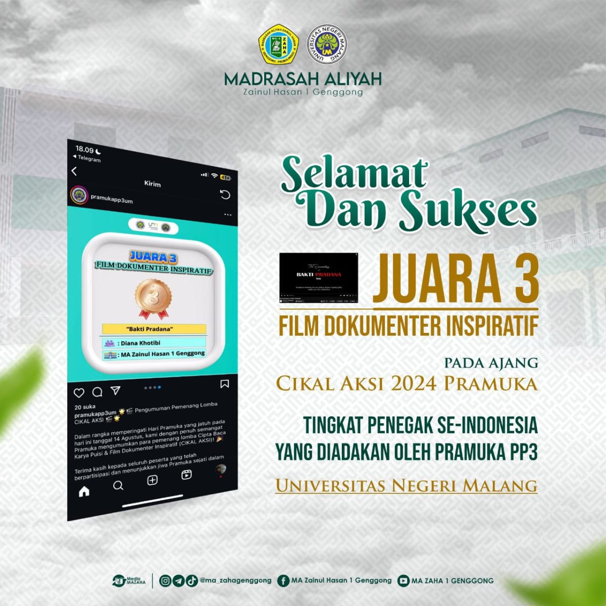 MA Zainul Hasan 1 Genggong Raih Juara 3 dalam Ajang Cikal Aksi 2024 Pramuka