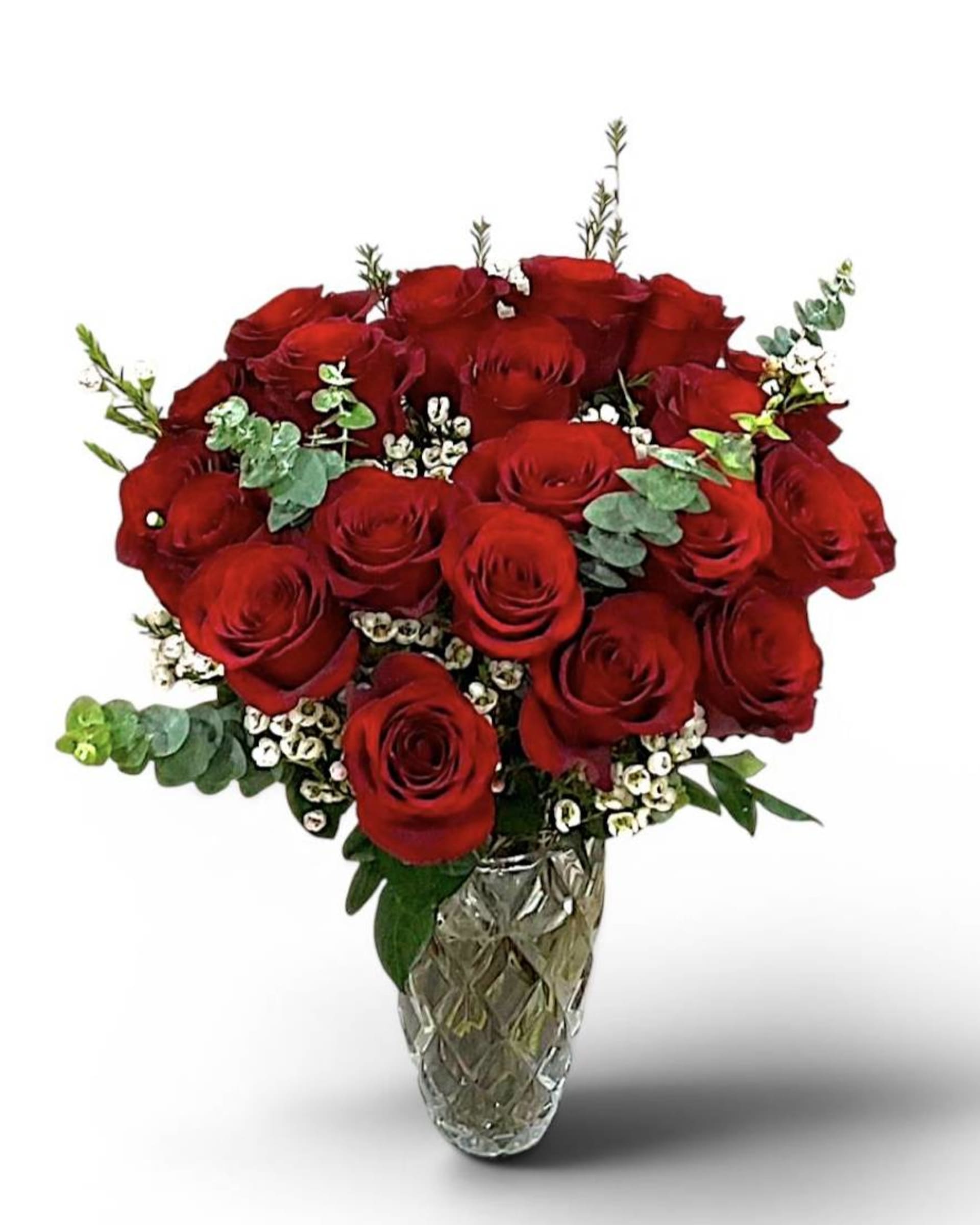 Two Dozen Love Red Rose Vase Arrangement