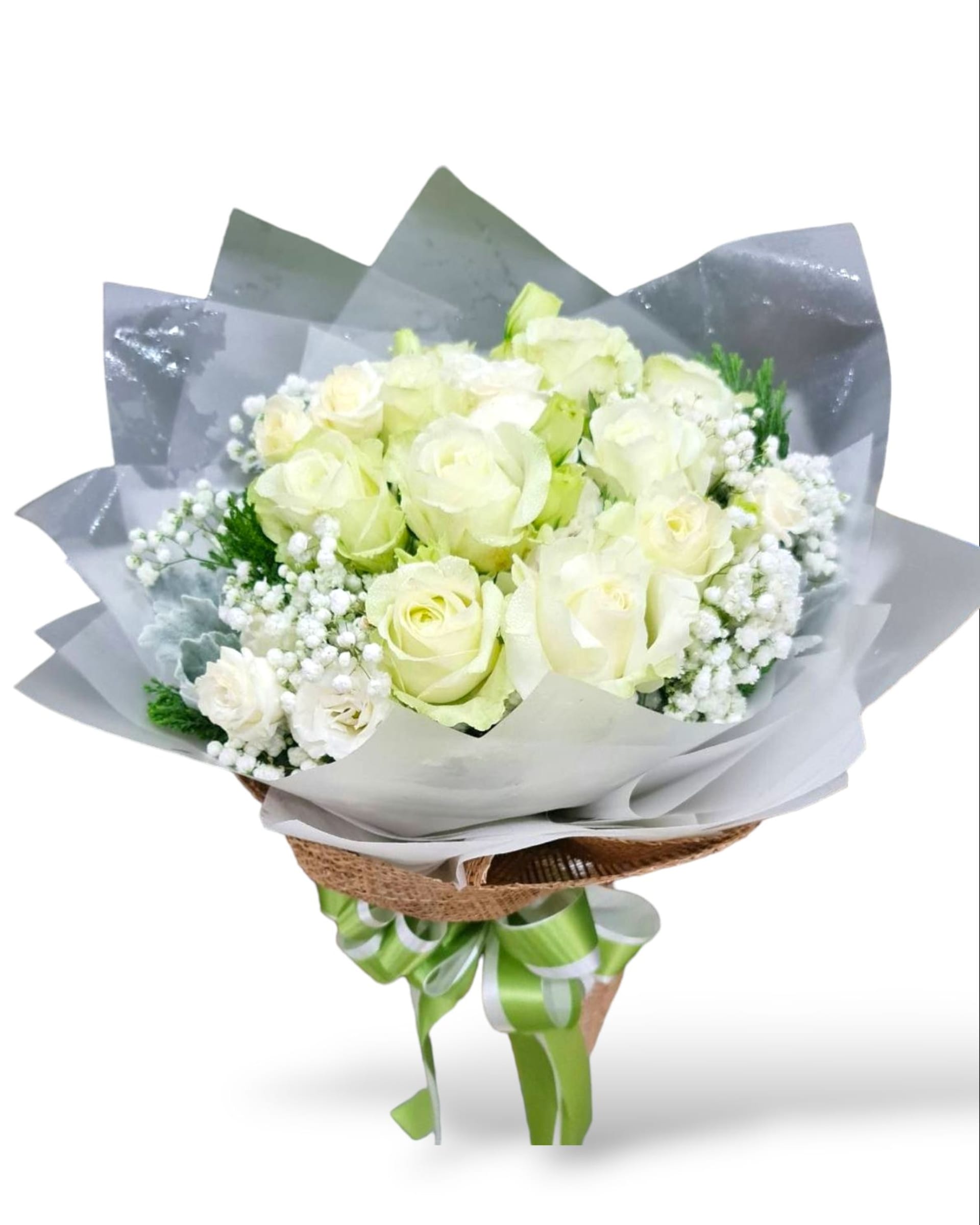 Pure Grace White & Green Rose Bouquet