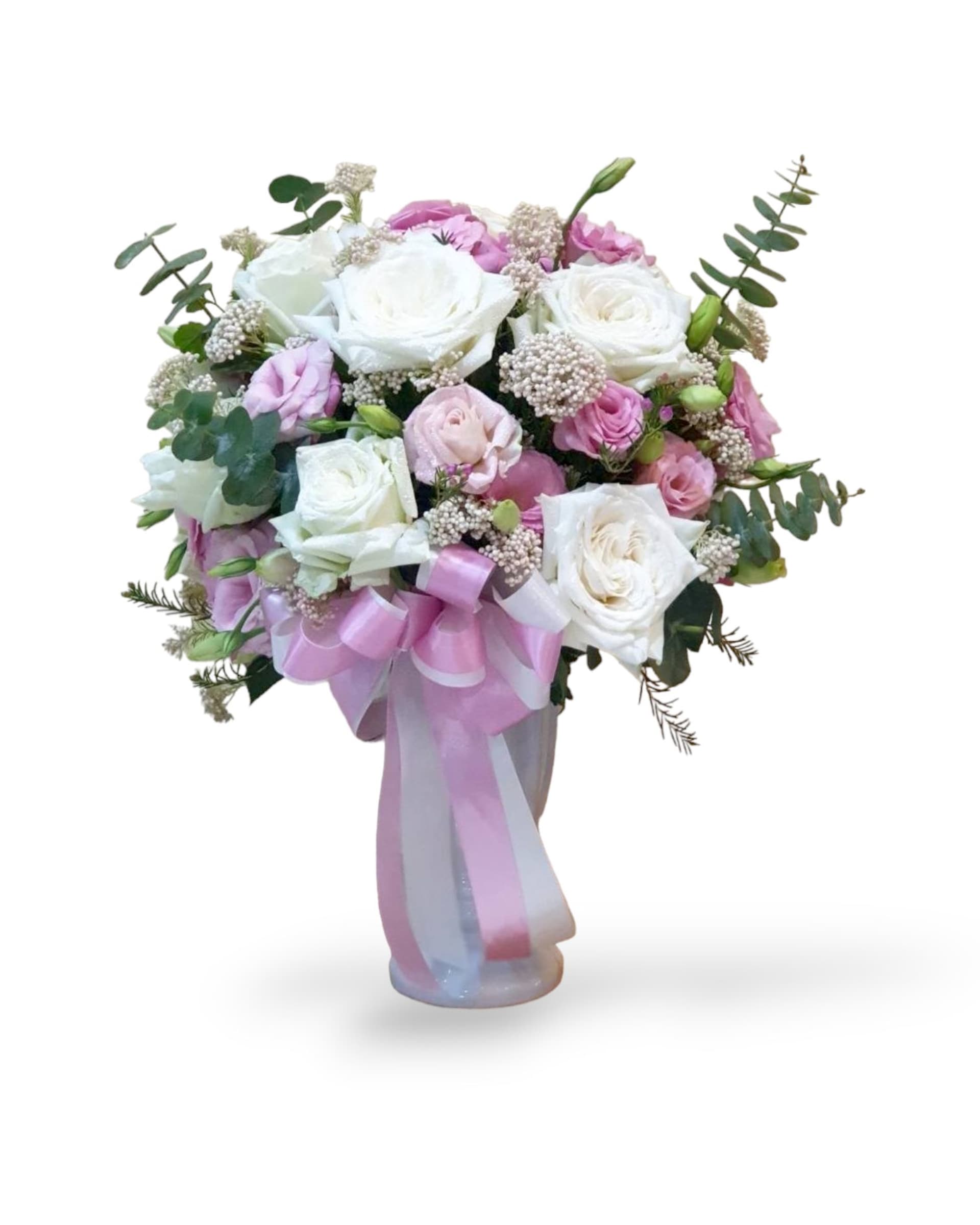 Sweet Romance White & Pink Rose Vase
