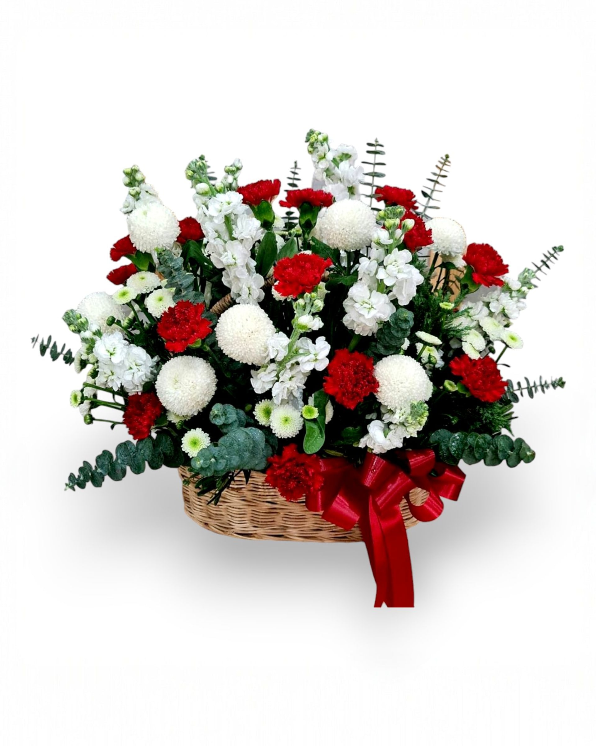 Classic Romance Red & White Carnation Basket