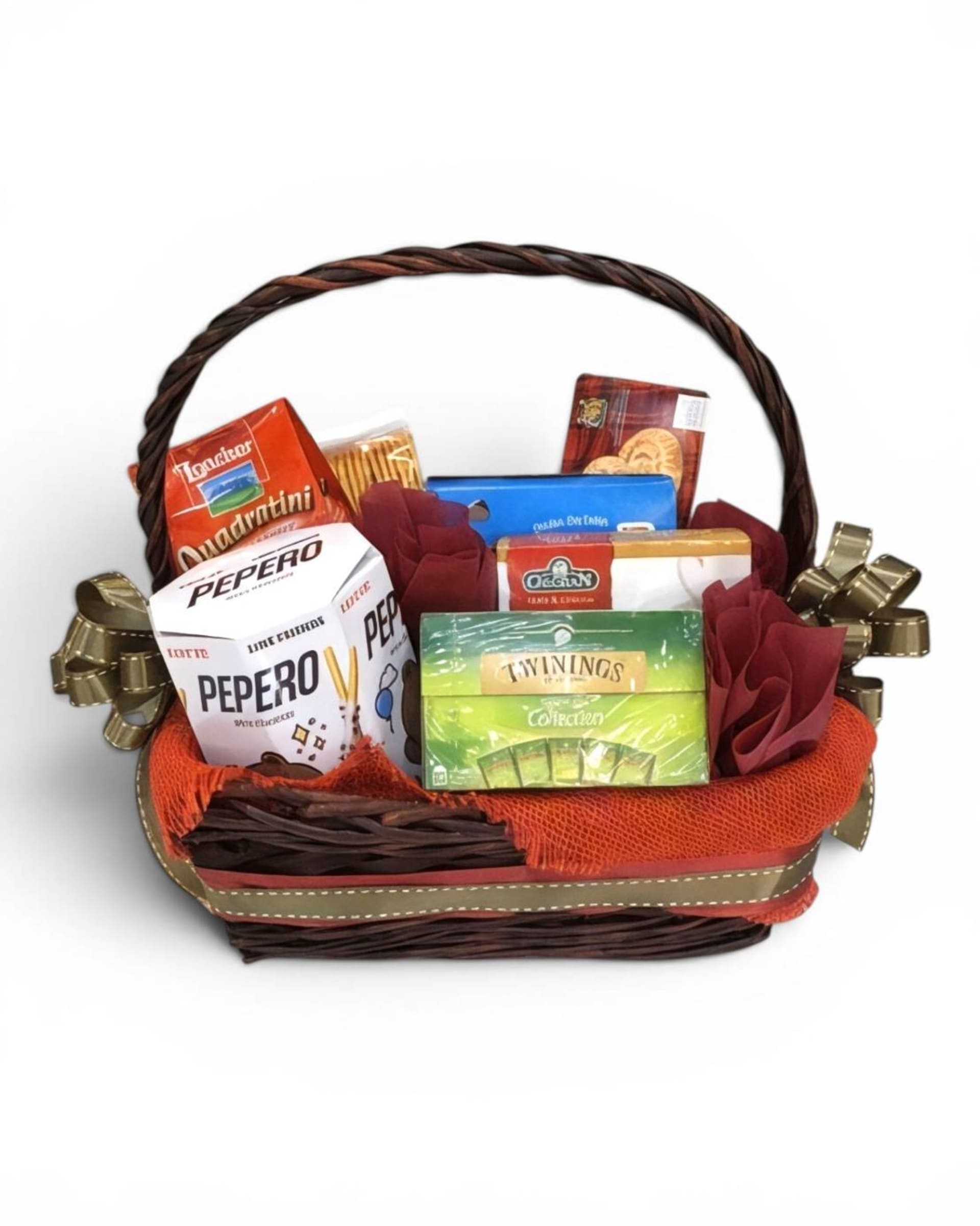 Green Tea, Cookie, Wafer & Imported Snack Variety Gift Basket