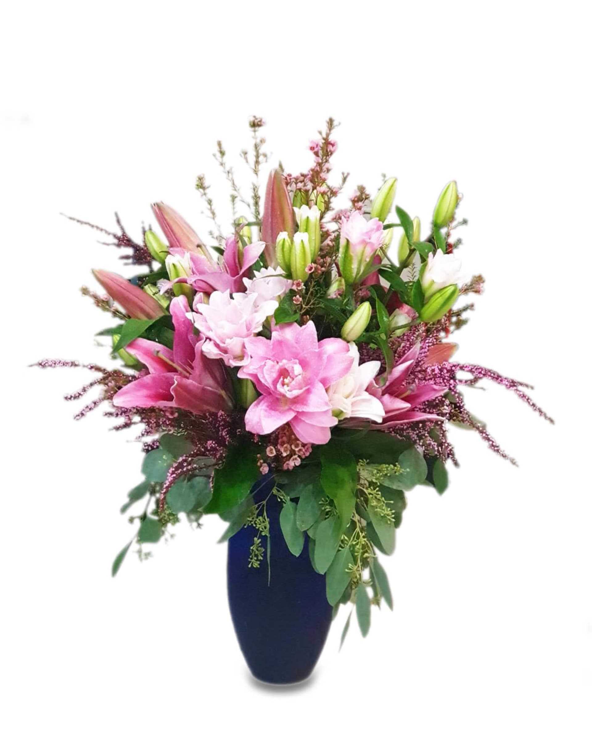 Pink Blossom Double Lily Vase Arrangement