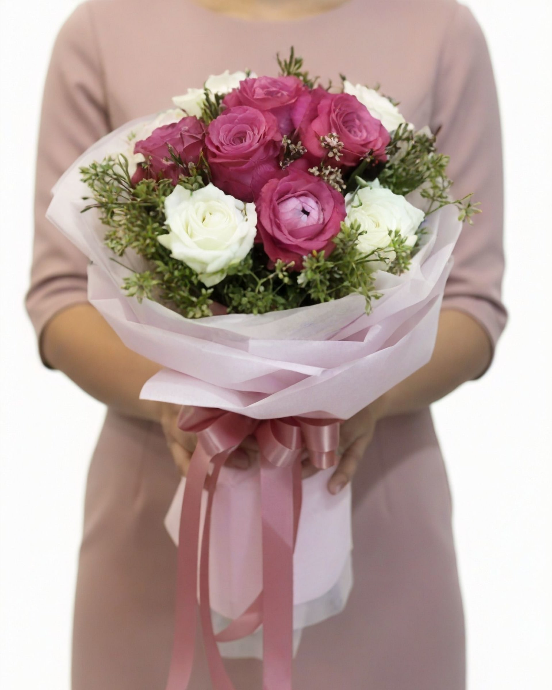 Pink & White Elegance Mixed Rose Bouquet
