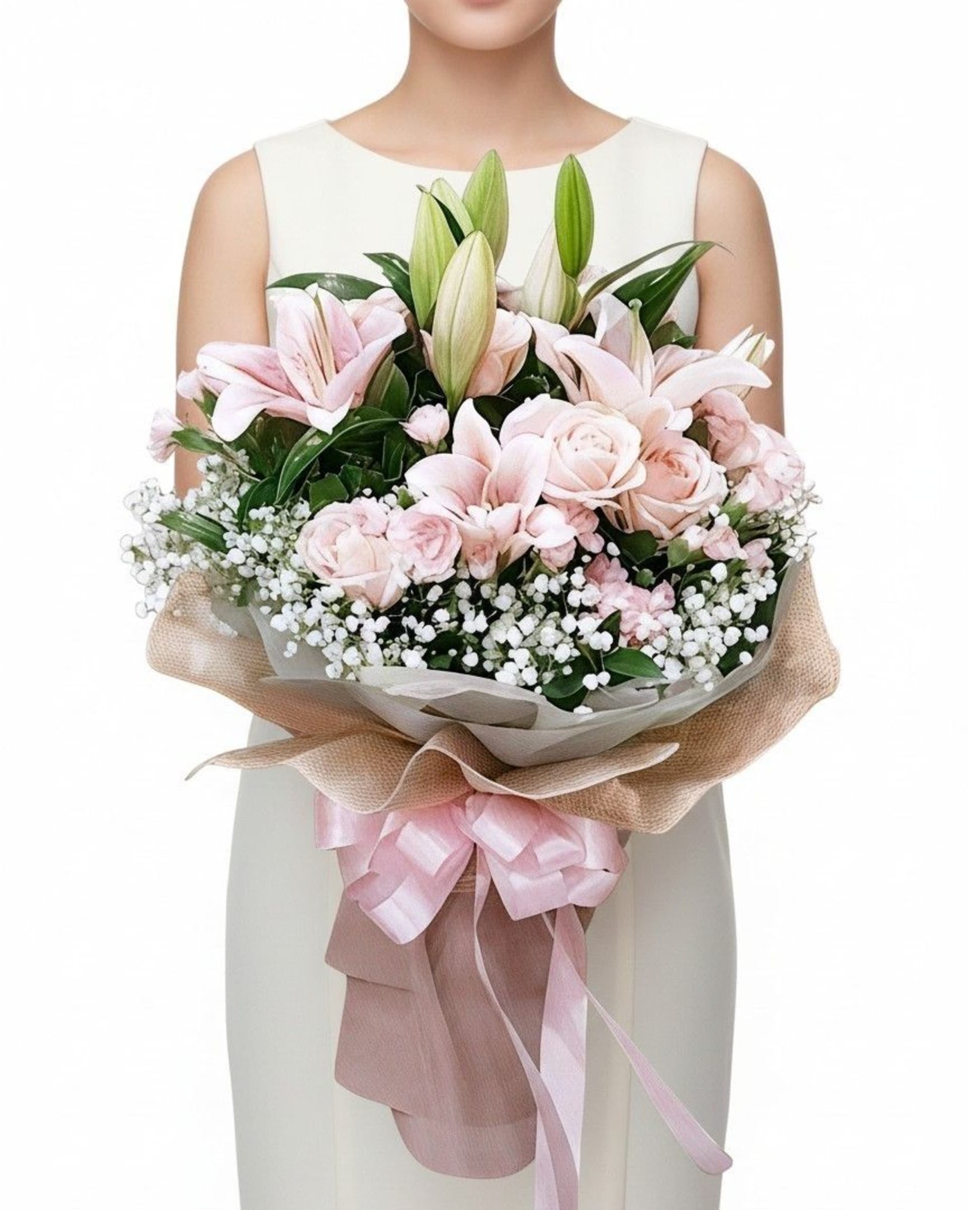 Rustic Sweetness Pink Rose & Lily Bouquet