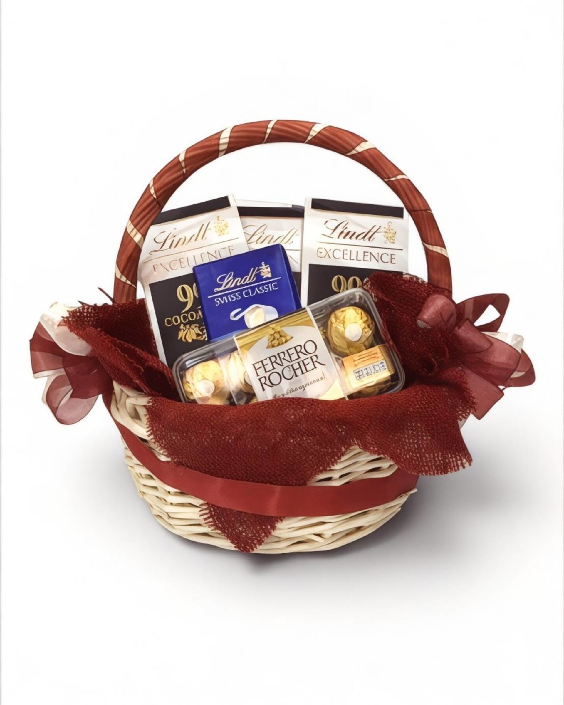 Imported Chocolate Gift Basket with Lindt Dark 99% & Ferrero Rocher