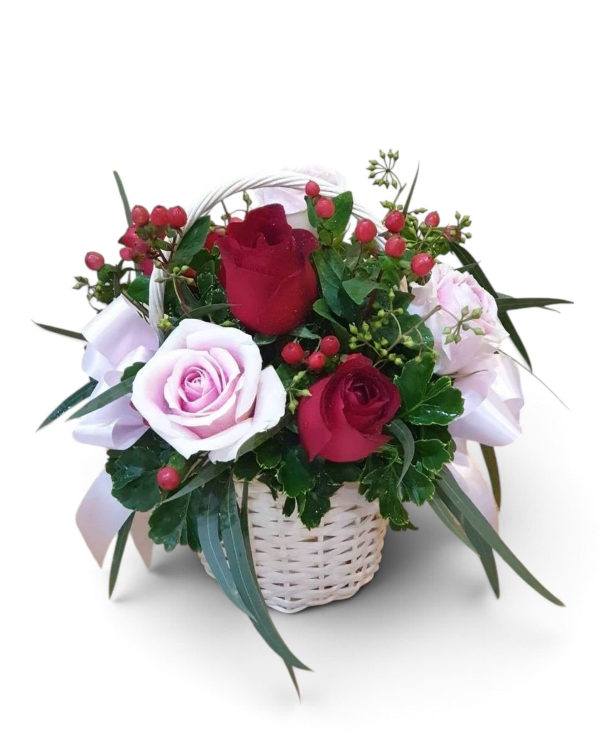 Sweet Love Mixed Rose Basket