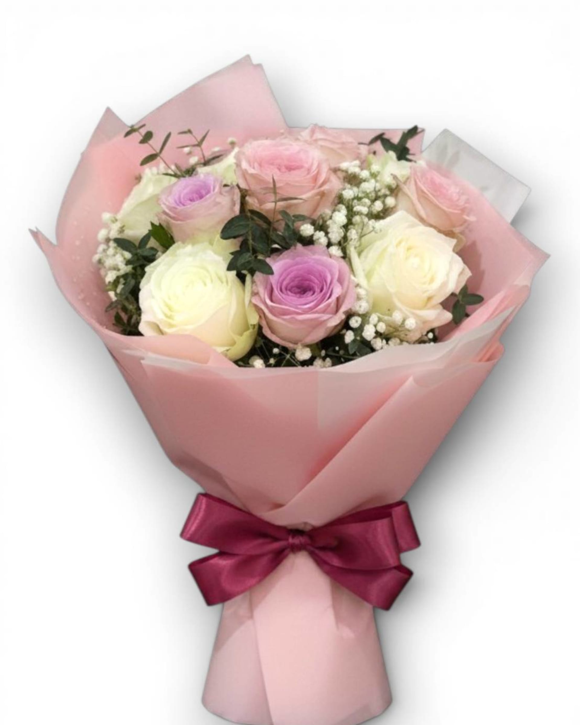 Pastel Harmony Tri-Color Rose Bouquet