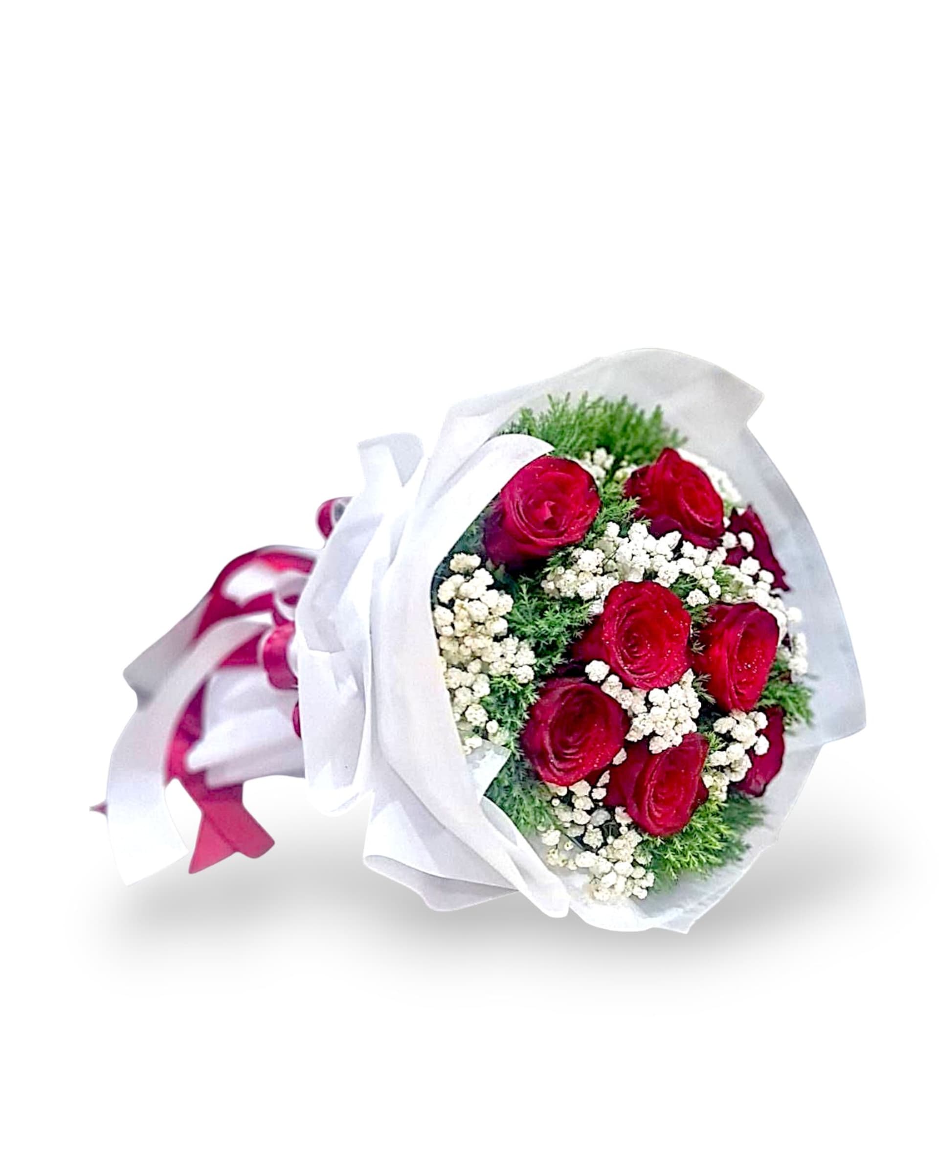 Crimson Pine Love Red Rose Bouquet