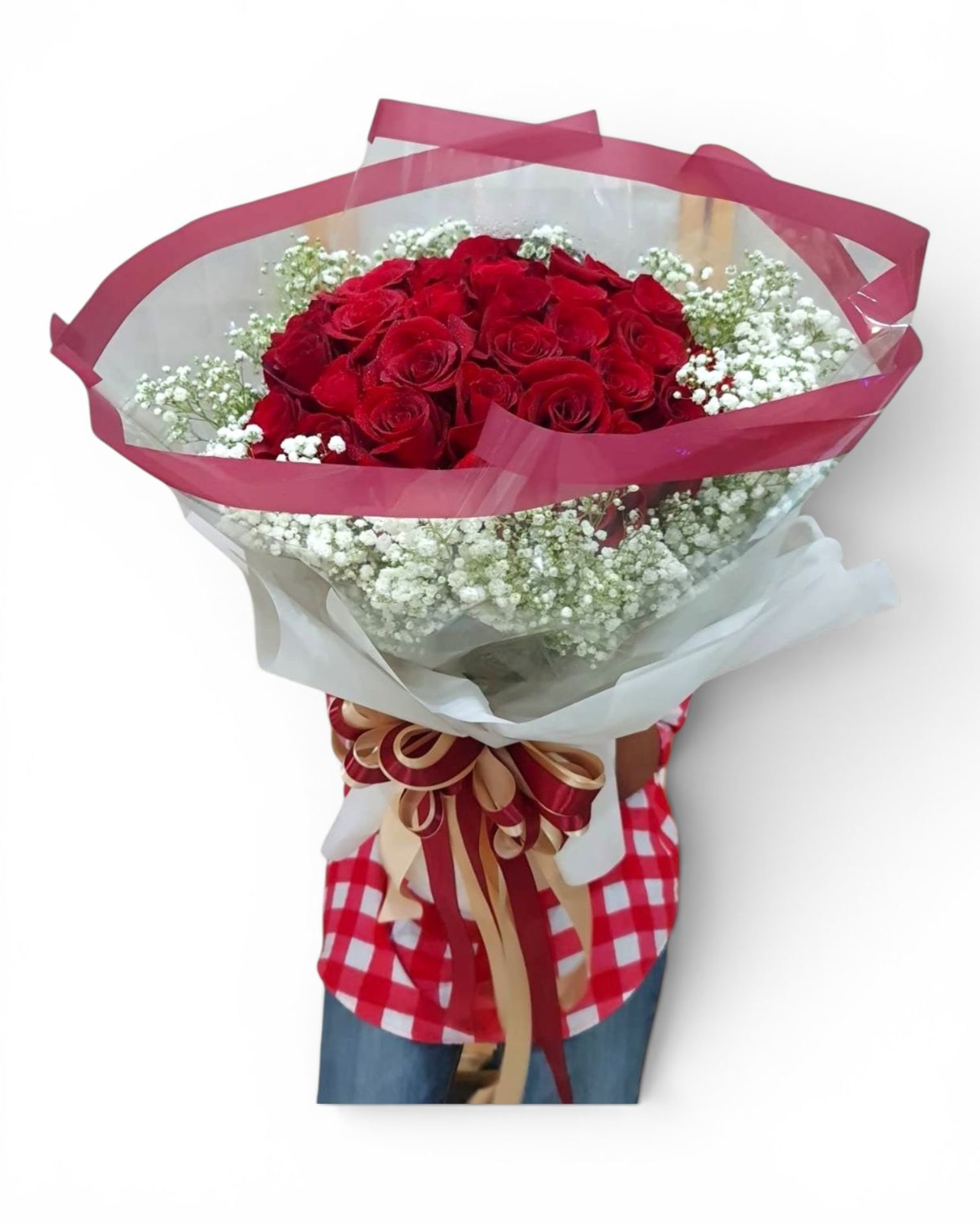 Grand Romance Premium Red Rose & Baby's Breath Bouquet