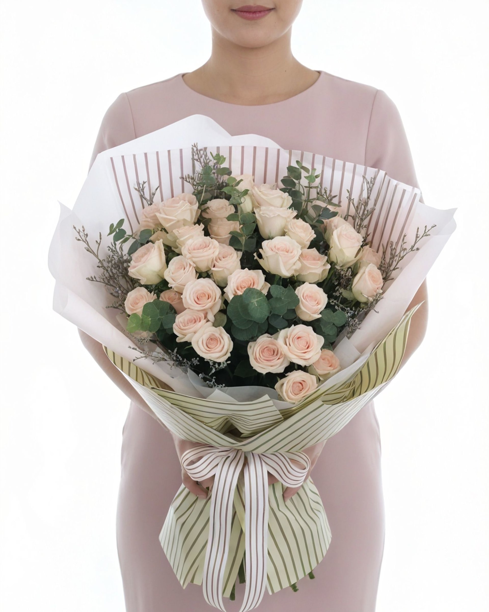 Pink-Peach Bloom Spray Rose Bouquet