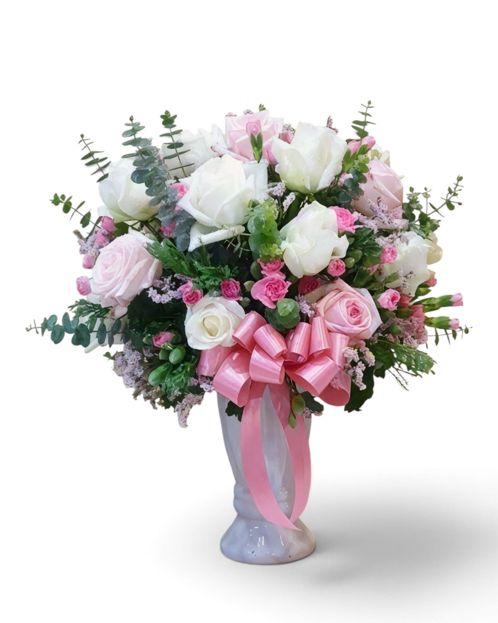 Blush Vase White & Pink Rose Arrangement