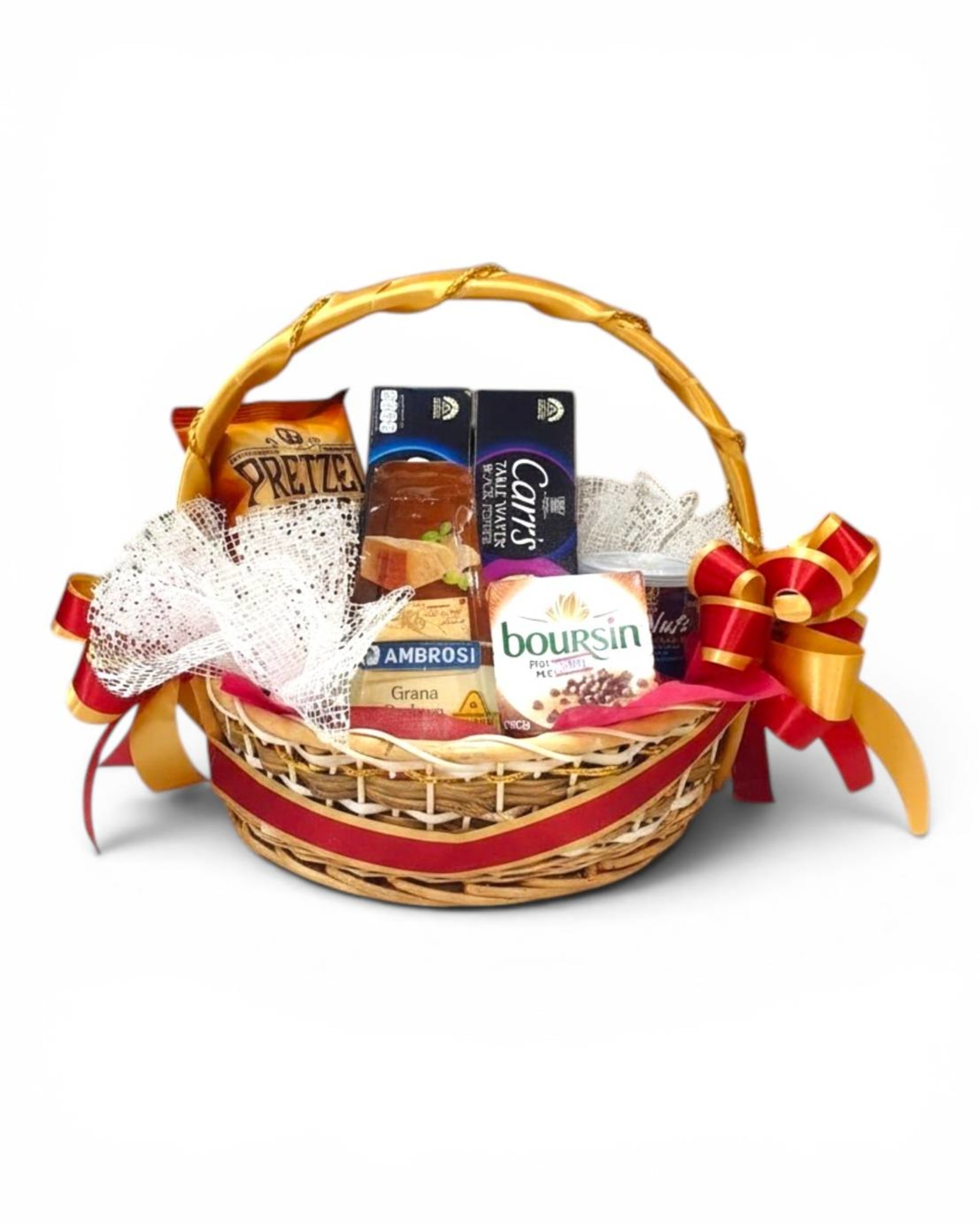 Imported Cheese & Crackers Gift Basket with Mixed Nuts