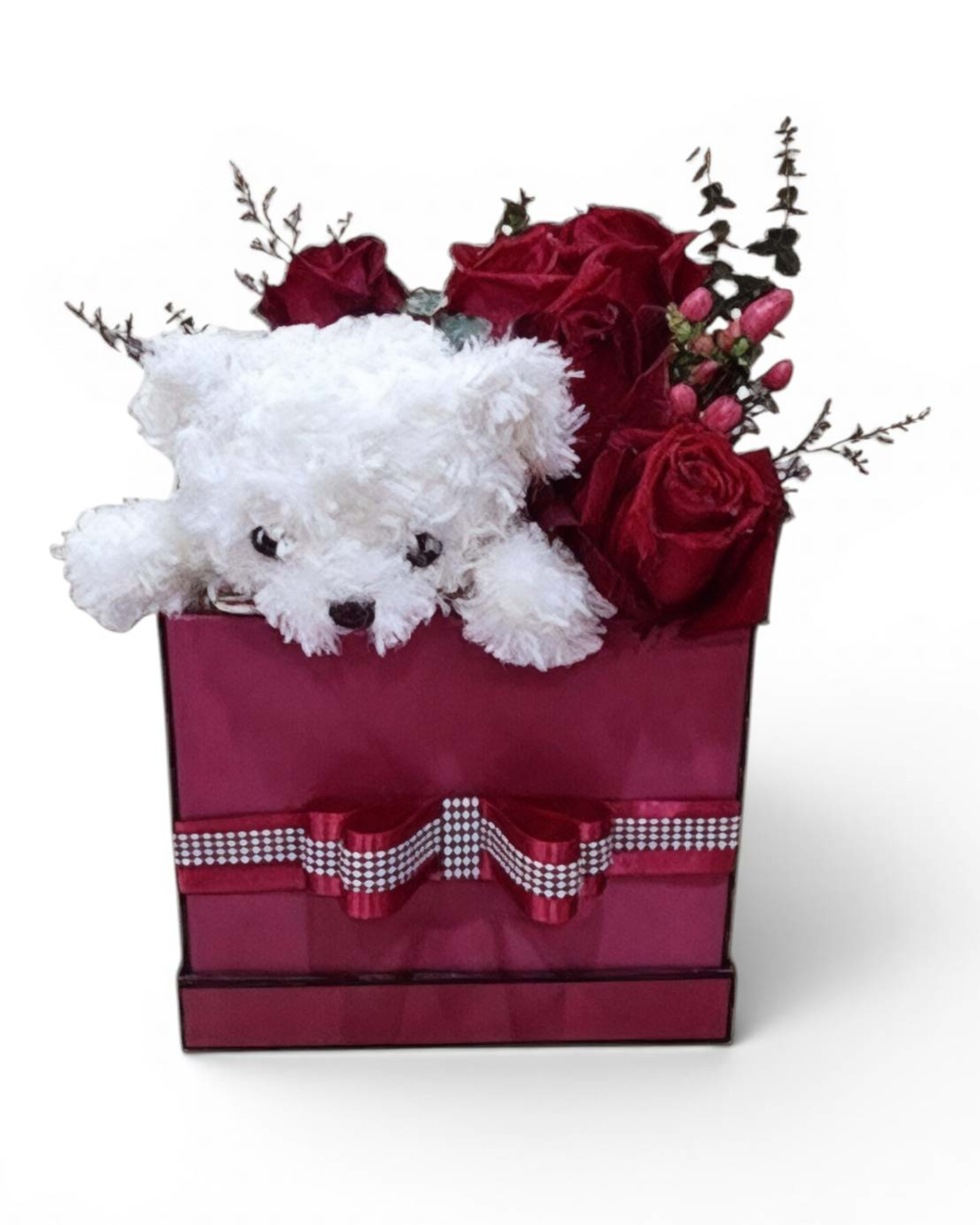 Poodle Love Rose Box with White Poodle