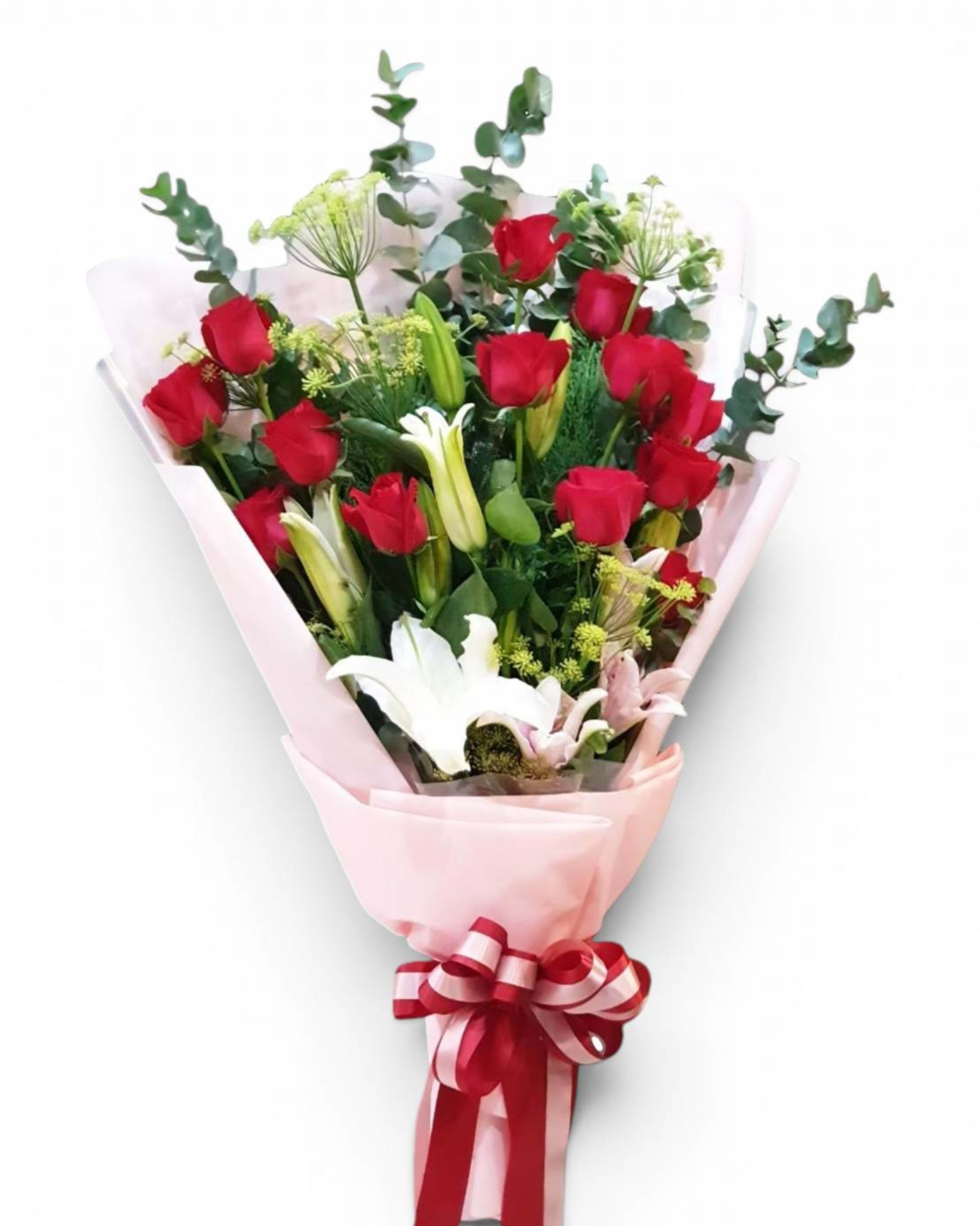 Endless Devotion Red Rose & White Lily Bouquet