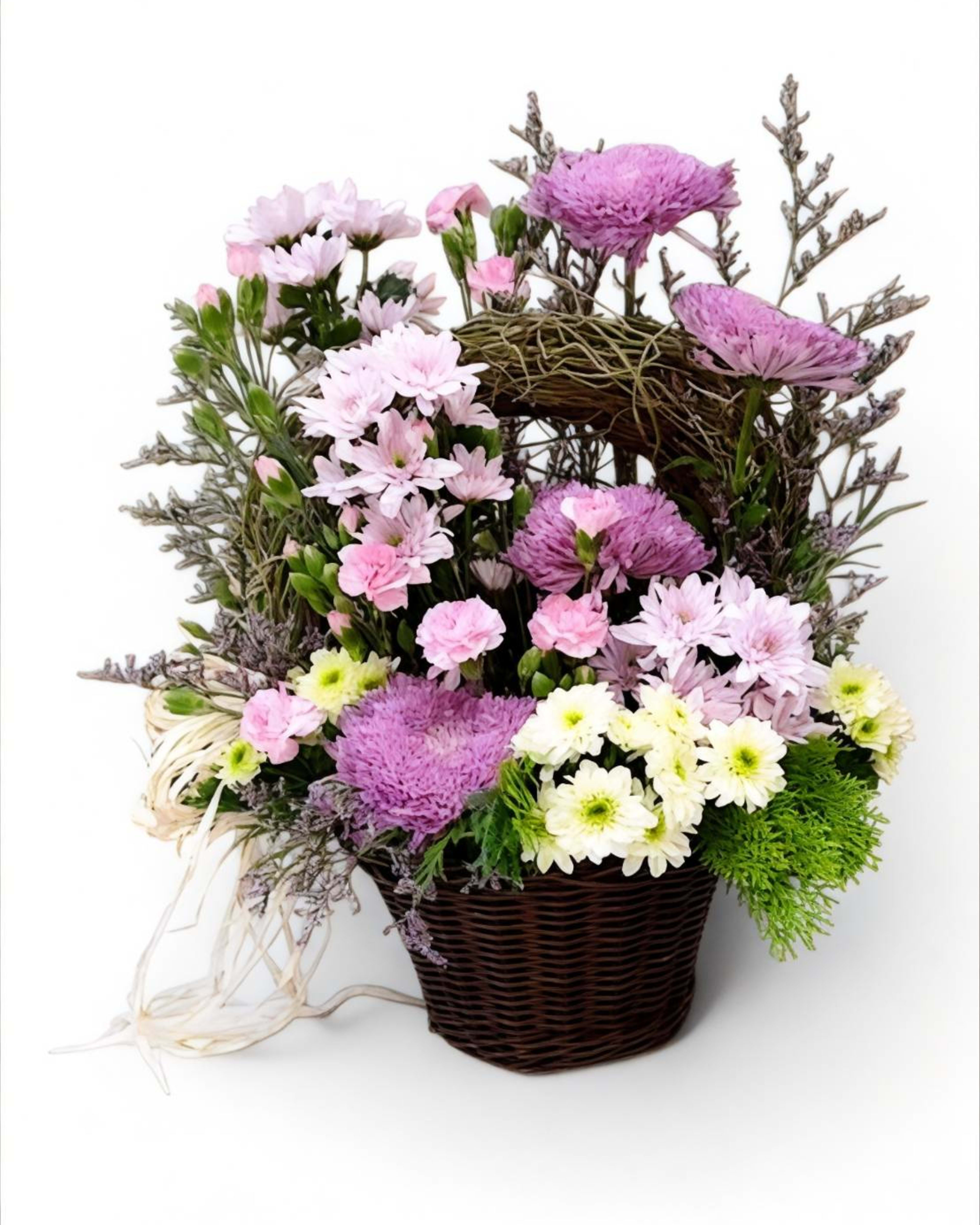 Lavender Garden Purple & Pink Mixed Flower Basket